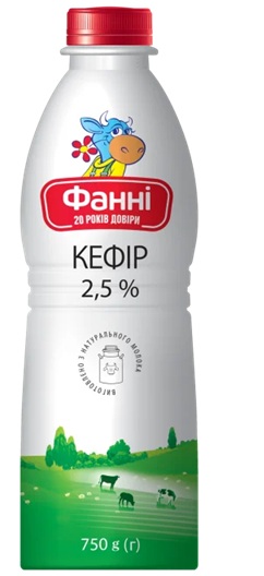 Кефір 2,5% ТМ Фанні (Пляшка 0,750 кг)